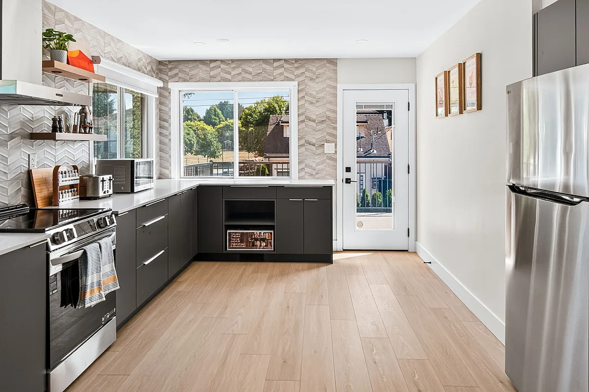 Short-term rental kitchen photographed for an Airbnb listing