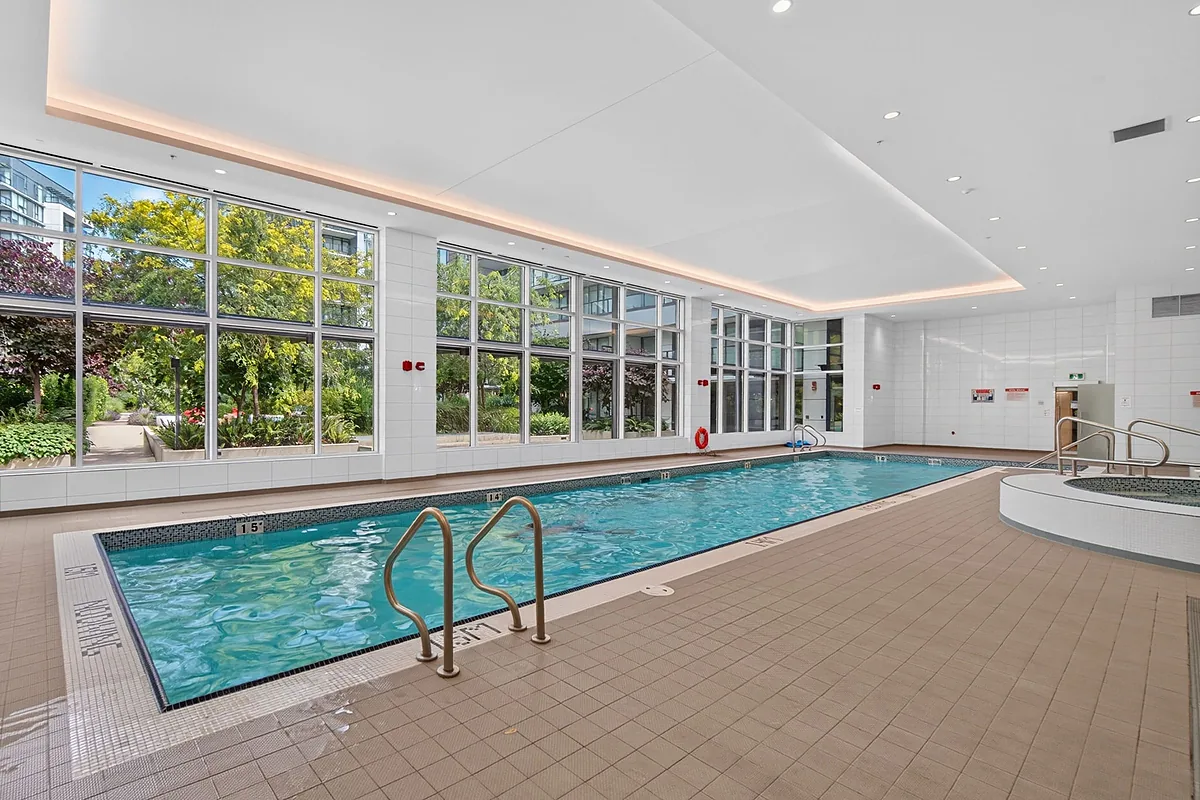 Indoor amenity pool in a Richmond building