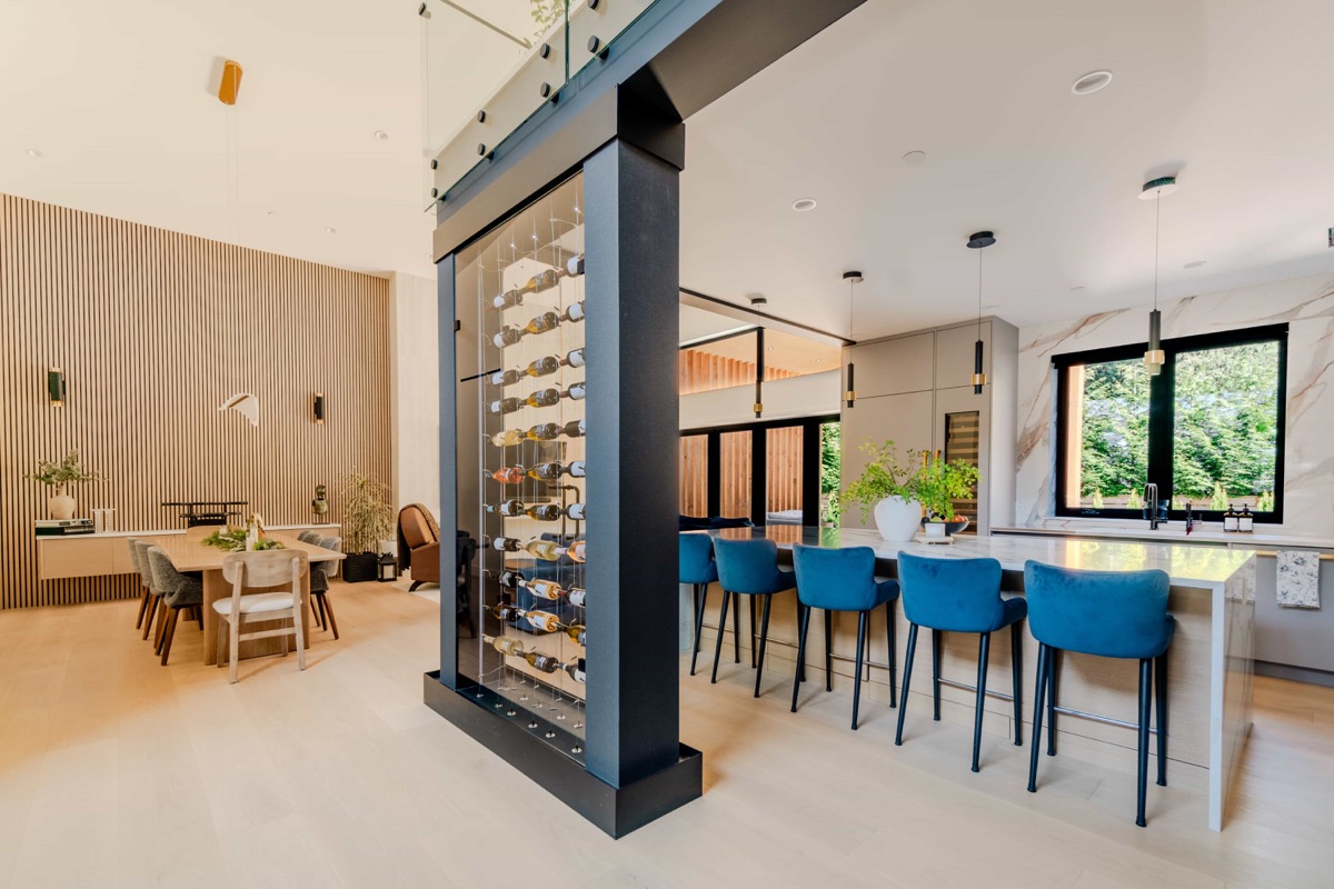 Open-plan living area prepared for a floor plan drawing