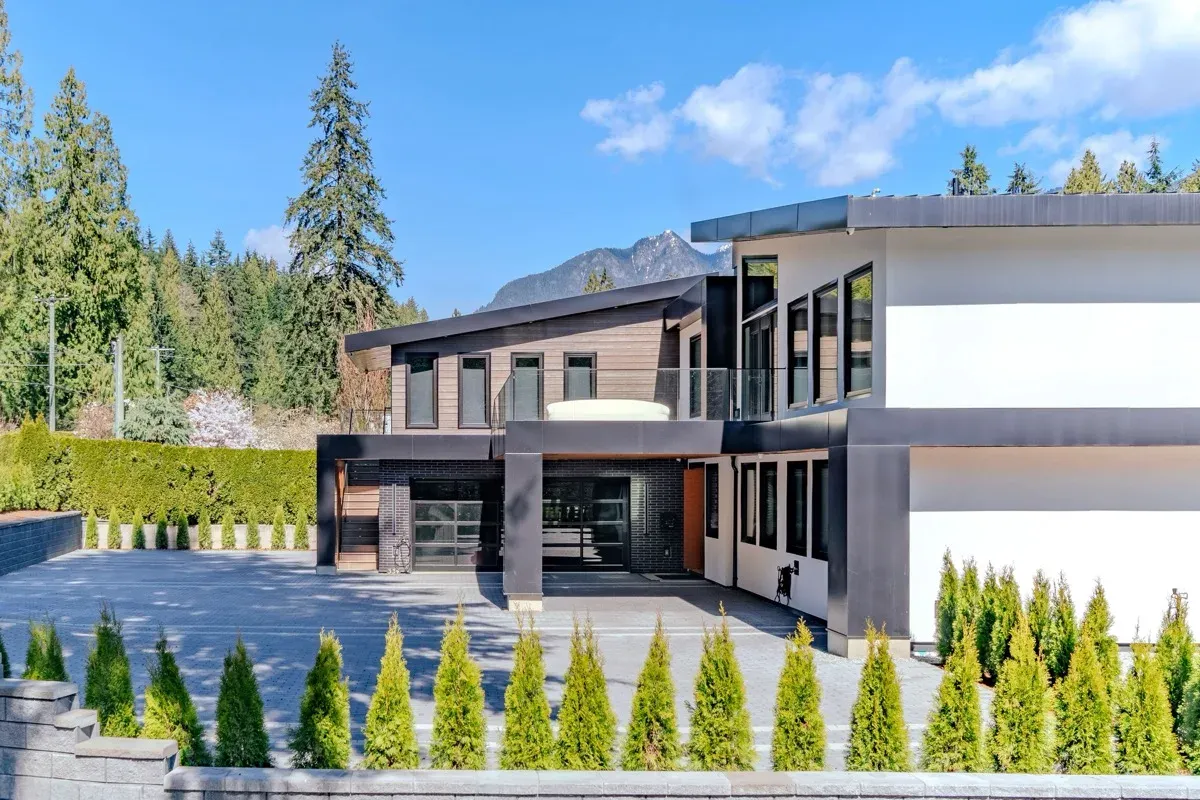 Luxury home exterior, video tour opener