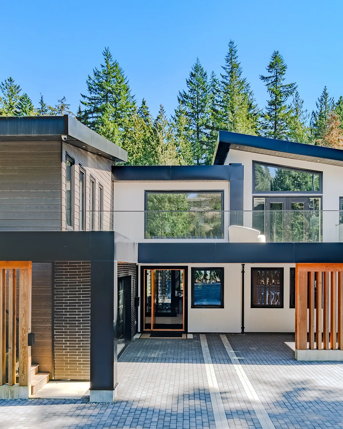 Modern Vancouver home surrounded by cedar trees
